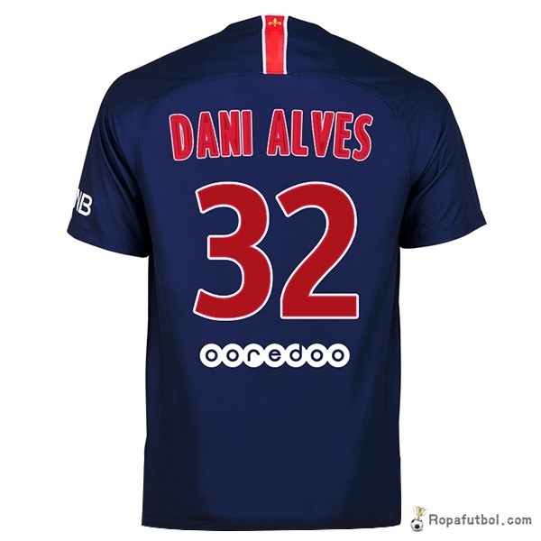 Camiseta Paris Saint Germain Replica Primera Ropa Dani Alves 2018/19 Azul